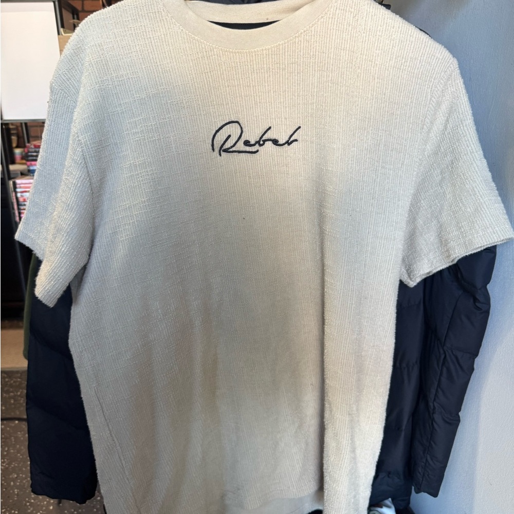 Cream Knit Sweater with Black Embroidery